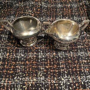 Silver Victorian Plate E.P.B.M  392 Creamer and Sugar Bowl Set